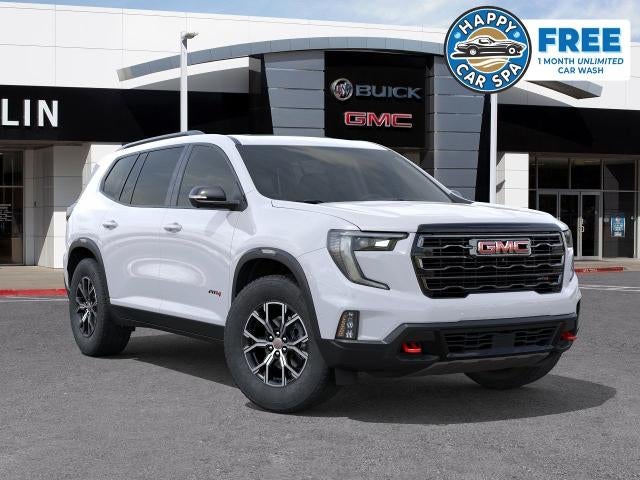 2026 GMC Acadia AT4 in Summit White — front three-quarter view
